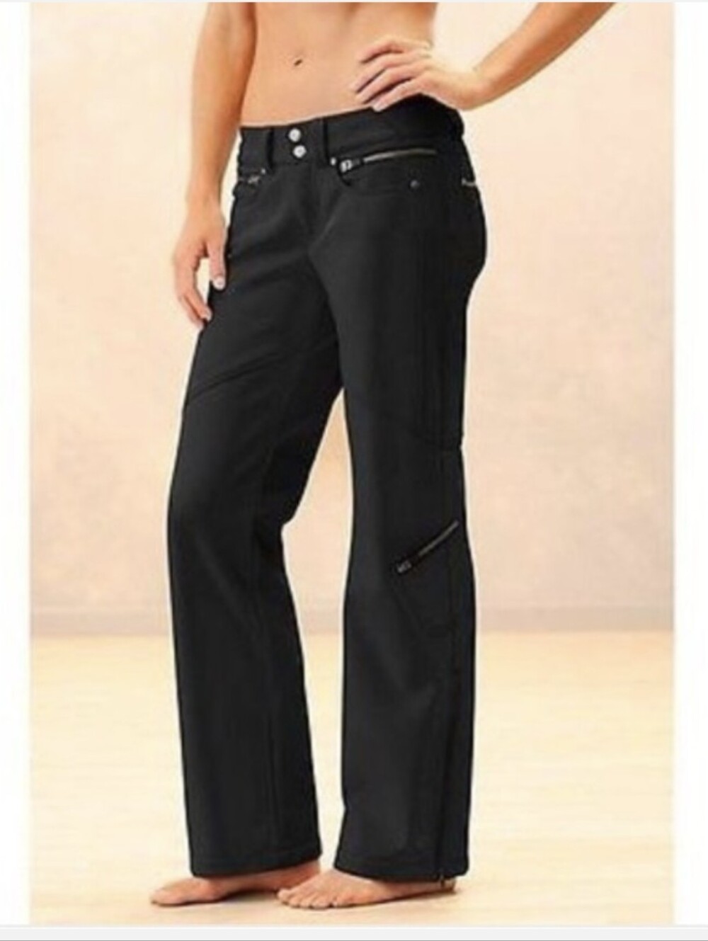 ATHLETA Calaveras Soft Shell Black Fleece-lined Ski/Snowboard Pants Size 10